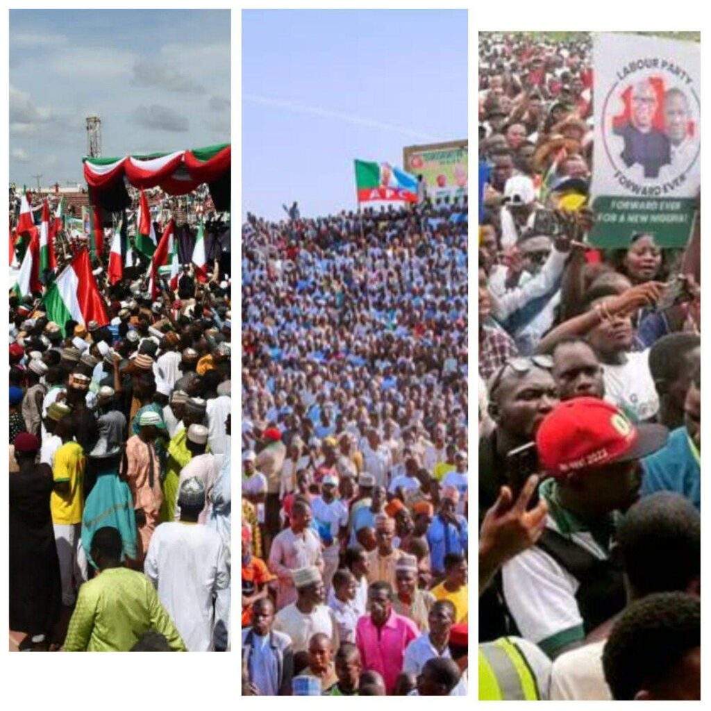 12713 2023 polls apc pdp lp compete for crowd claim dominance