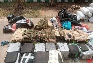 8731 lagos airport customs intercept police military uniforms weeks to 2023 election
