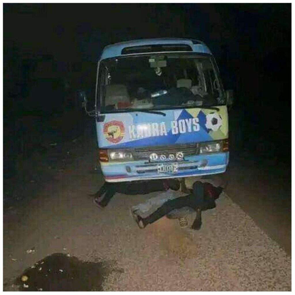 9061 npfl wikki tourists bus breaks down players spend night on highway