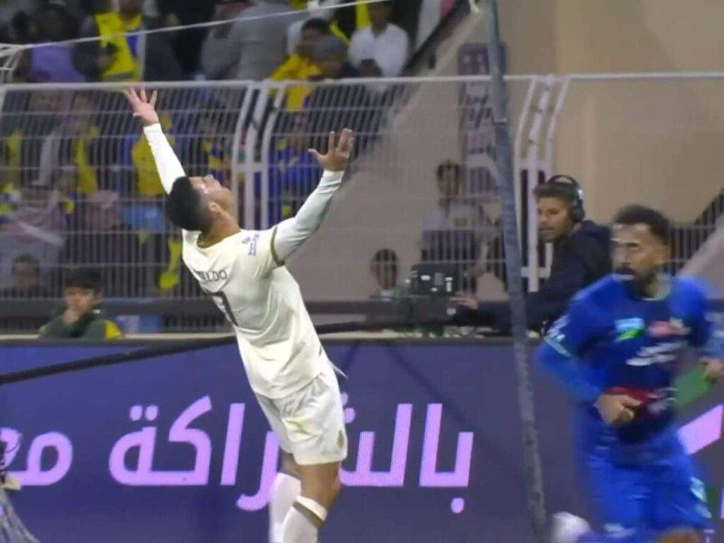 15493 cristiano ronaldo reacts after scoring first al nassr goal in draw against al fateh