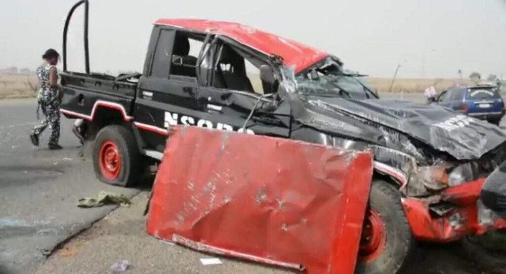 21636 nscdc vehicle carrying election materials to lagos crashes in abuja
