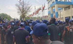 25267 tinubus victory atiku okowa ayu others lead protest to inec headquarters abuja video