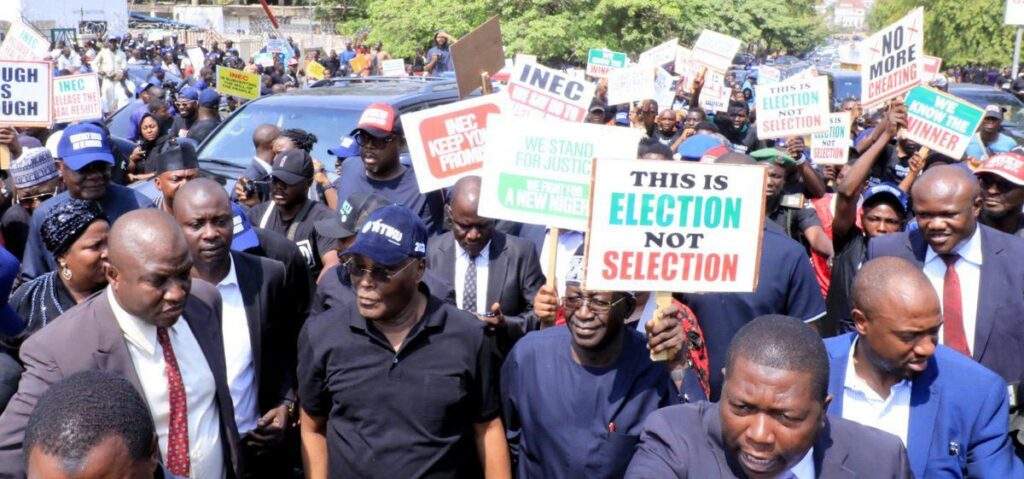 25410 protest your grievances will be addressed inec assures atiku pdp