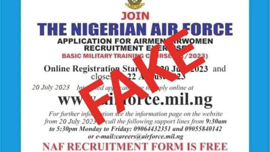 85479 nigerian air force debunks recruitment advert