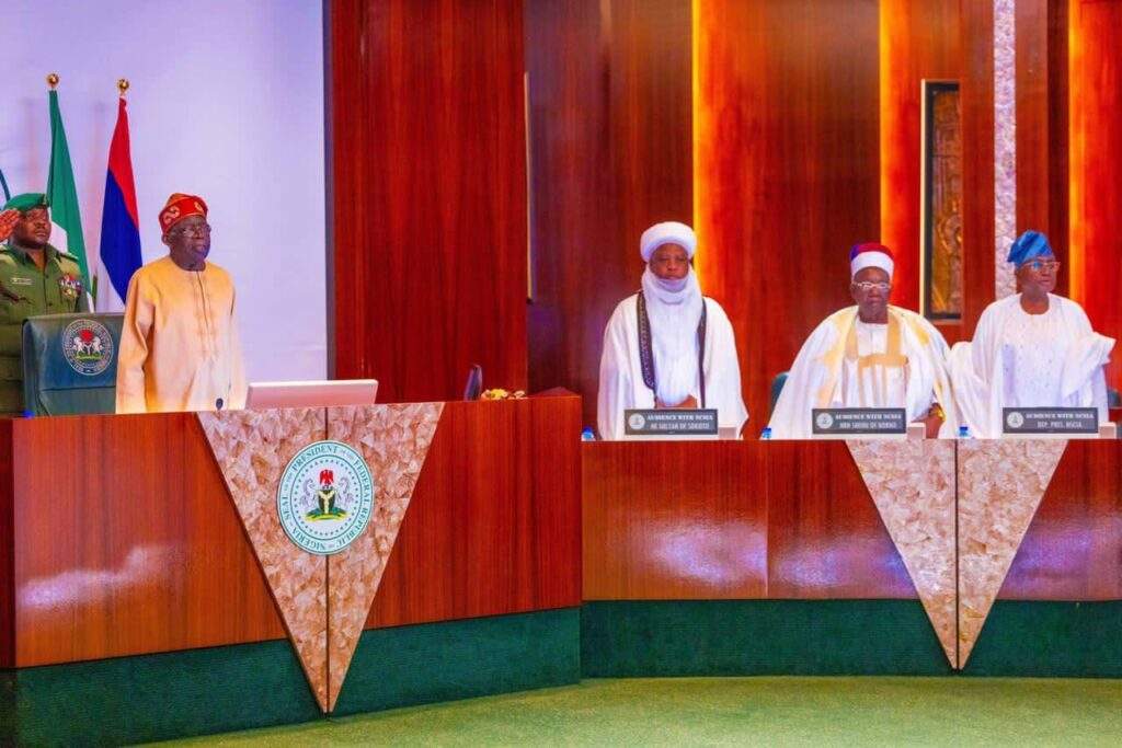 100386 president tinubu tasks religious leaders on national unity