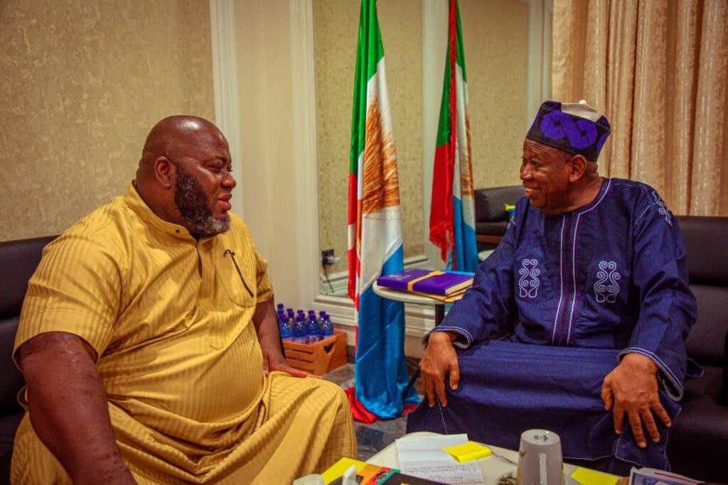 99128 ganduje welcomes asari dokubo to abuja a congratulatory visit between former militant and apc national chairman