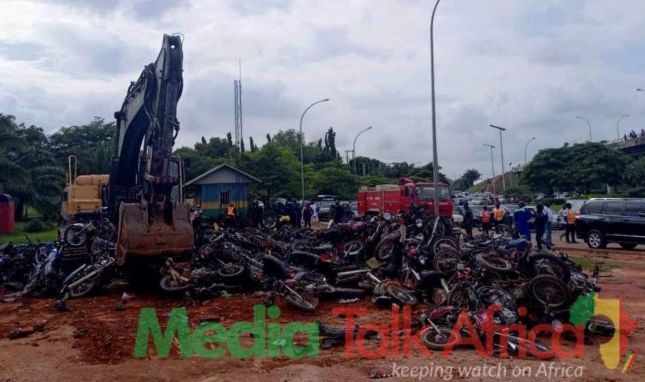 110799 again fcta crushes 470 motorcycles for illegal operation in abuja