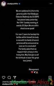 129138 tragic news nigerian rapper oladips passes away at 27