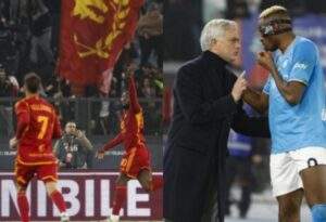 Serie A Osimhen gets red card after clash with Mourinho