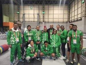 2024 ASWC Nigeria Weight Lifters Officials Arrive In Egypt 300x225