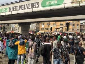 BREAKING Hardship Protesters Hit Lagos Streets 300x225