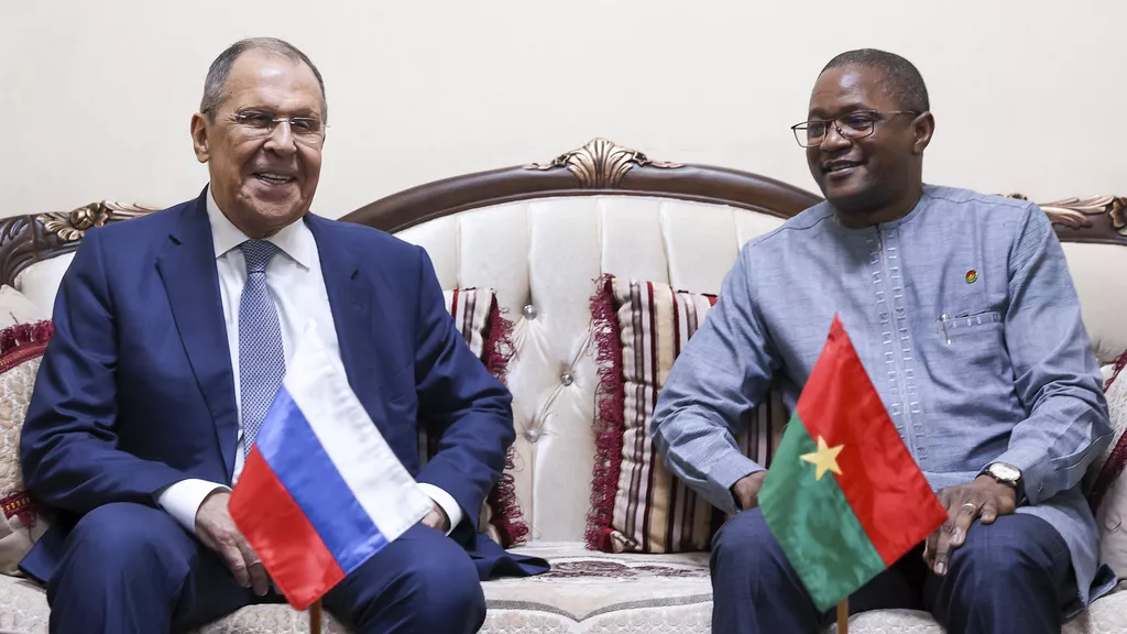 Sergei Lavrov and the Minister of Foreign Affairs of the Republic of Burkina Faso Karamoko Jean Marie Traore AP