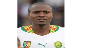 cameroons landry nguemo poses for photographers before a friendly soccer match between cameroon and macedonia in kufstein on may 26 2014