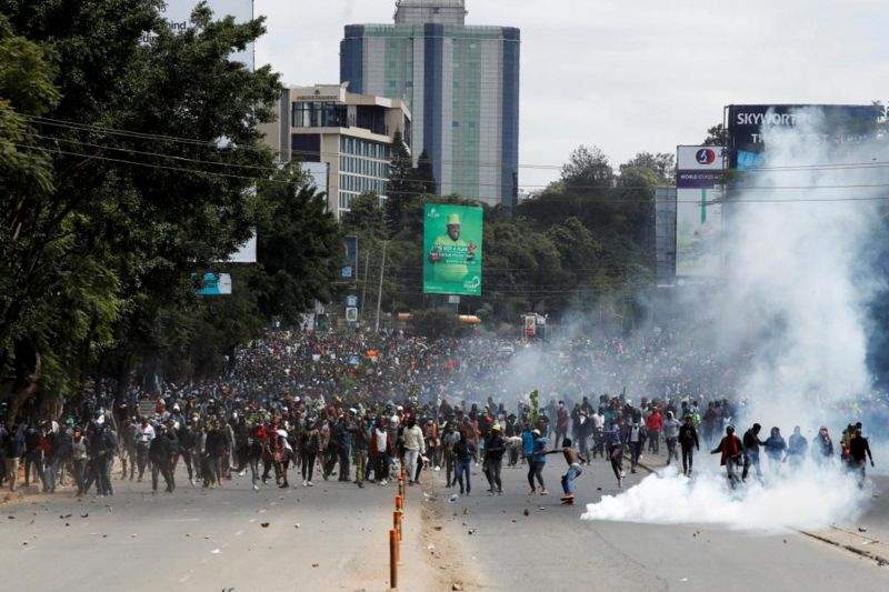 protesters turn out to demonstrate against the proposed finance bill 1