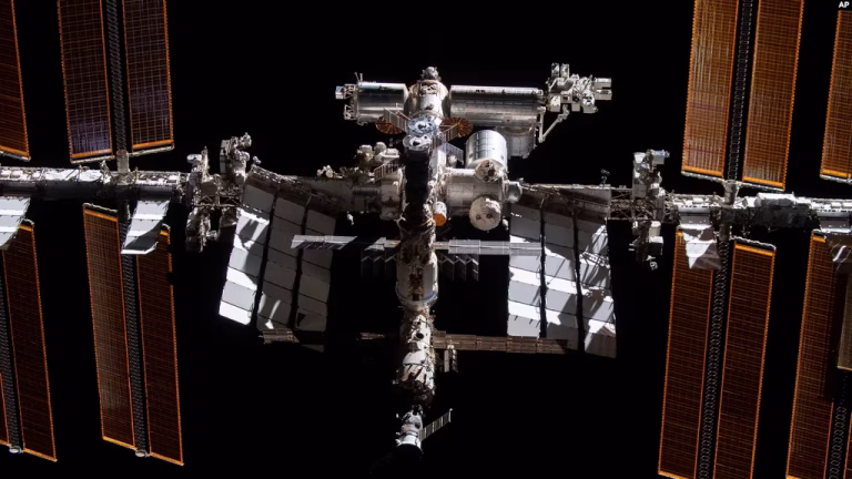 this photo provided by nasa shows the international space station from the spacex crew dragon endeavour during a fly around of the orbiting lab nov 8 2021