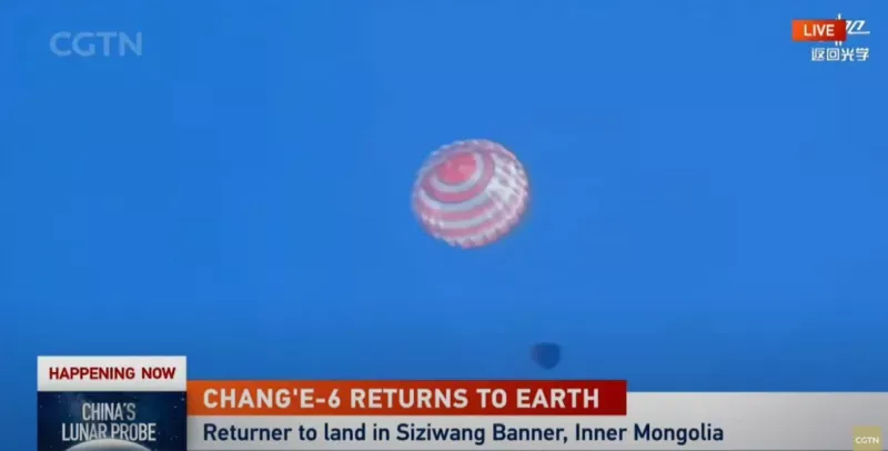 Screengrab From A Livestream Showing The Probe As It Descends Into Inner Mongolia