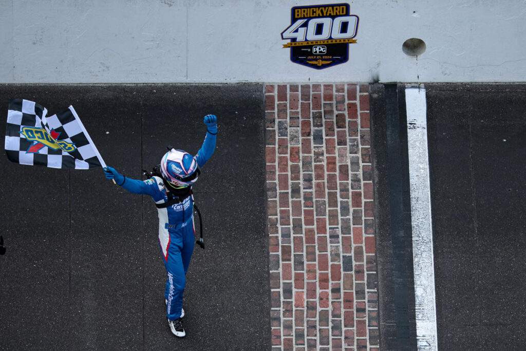 Larson Wins Brickyard 400 Under Caution