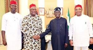 Tinubu Meets Anyim, Imo, Ebonyi Governors at Presidential Villa