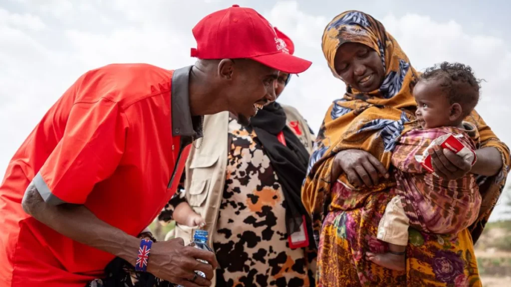 sir mo farah travelled to his birthplace somaliland with save the children