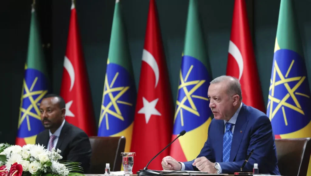 turkish president recep tayyip erdogan and ethiopian prime minister abiy ahmed speak to the media at a joint news conference in ankara turkey wednesday aug 18 2021