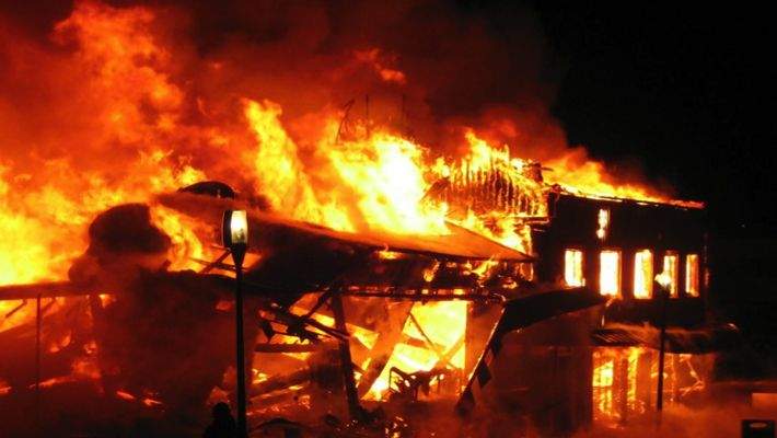 Lagos Building Ablaze: Fire Guts Three Storey Building in Ogba Area
