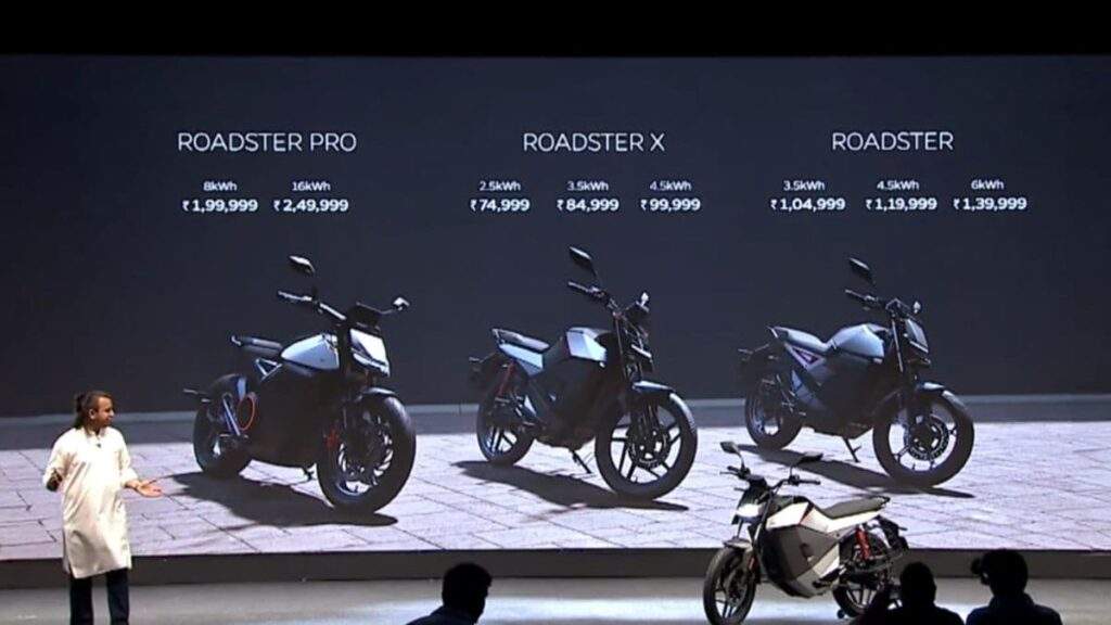 Ola Electric Unveils Roadster Series with Three New EV Bikes