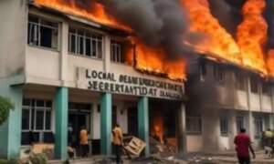 Chaos In Rivers State LG Secretariat Set On Fire President 300x180