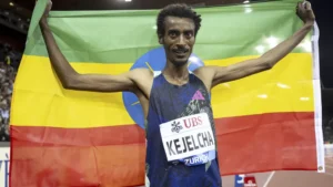 Ethiopian runner Yomif Kejelcha breaks men's half marathon world record