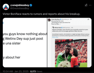 Respect yourself - Boniface speaks on breaking up with Norwegian girlfriend over prenup