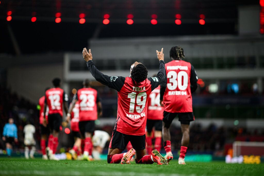 UCL: Tella celebrates maiden goal for Bayer Leverkusen