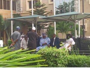 BREAKING: Obasa storms Lagos assembly, joins lawmakers' meeting outside chamber with Meranda