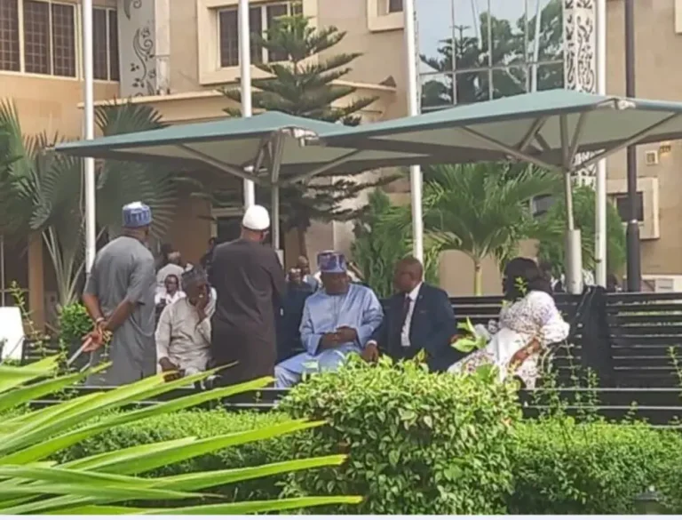 BREAKING: Obasa storms Lagos assembly, joins lawmakers' meeting outside chamber with Meranda