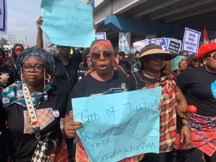 Rivers women protest against emergency rule, demand Fubara's reinstatement