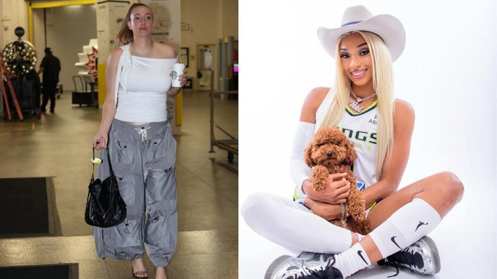Marina Mabrey throws support behind DiJonai Carrington as foul controversy rages. [photo: @dijonai/IG, @marinamabrey/IG]