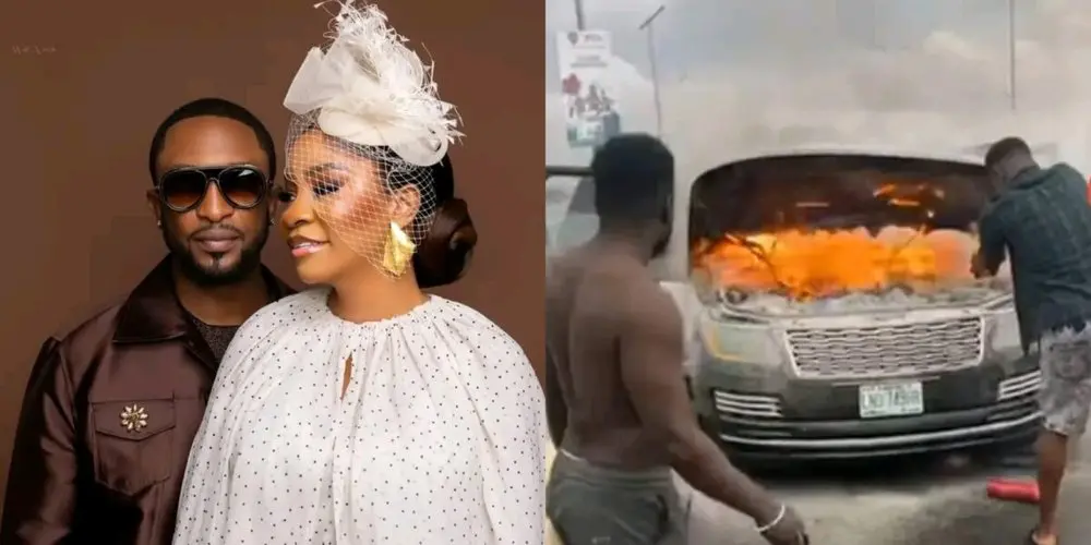 Singer Darey Art Alade's car burns to ashes on Third Mainland Bridge [VIDEO]