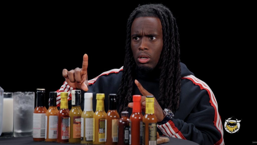Kai Cenat's 'Hot Ones' reaction to Da Bomb is instantly iconic