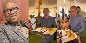 Obidient Movement Coordinator, Tanko posts video of Peter Obi sharing food (VIDEO)