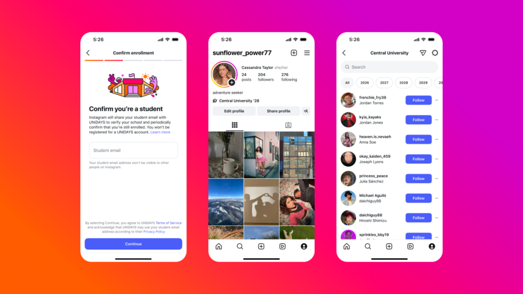 Instagram launches student-only communities verified through UNiDAYS
