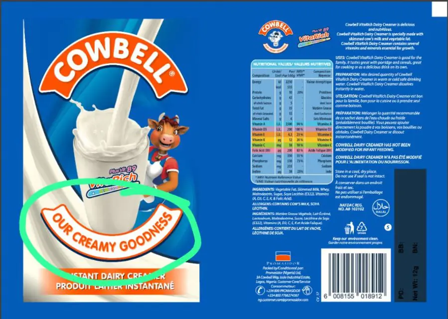 Nigerian government warns against fake Cowbell milk in circulation