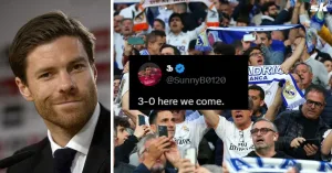 L to R: Xabi Alonso and Real Madrid fans (Images via Getty and X/@SunnyB0120)