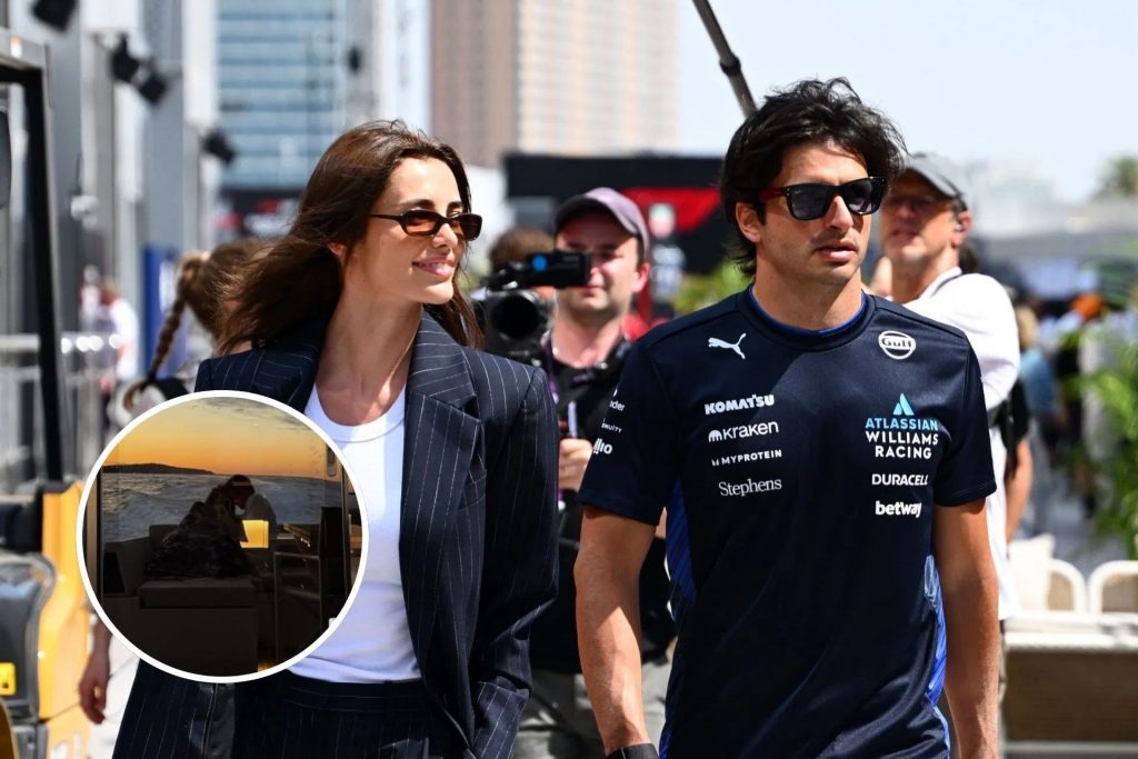 Carlos Sainz shares mirror selfie with girlfriend Rebecca Donaldson on his yacht (Images from @carlossainz55 on Instagram and Getty Images)
