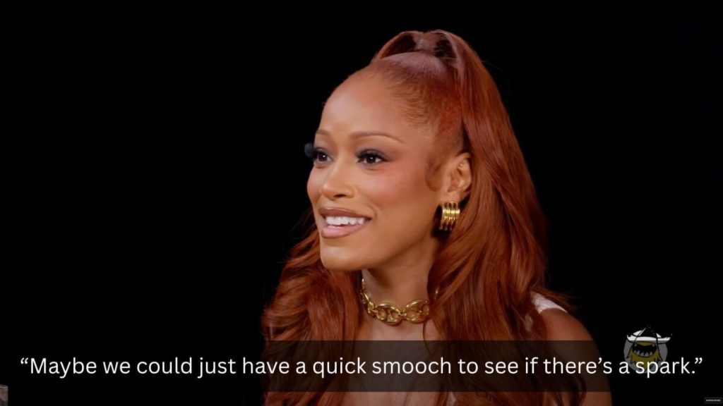 Keke Palmer kisses host Sean Evans during new 'Hot Ones' appearance