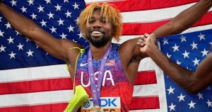 Lyles defends 200m title as drama unfolds across track and field events