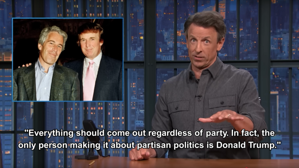 Seth Meyers reacts to Trump's condemnation of bill to release Epstein files