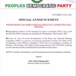 PDP postpones NEC meeting amid defections
