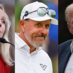 Phil Mickelson (middle), Abigail Spanberger (left), and Donald Trump (right) / Source: Getty Images