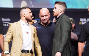 Merab Dvalishvili (left) takes shots at Cory Sandhgaen (right) ahead of their UFC 320 clash. [Image courtesy: Getty Images]