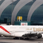 A file photo of an Emirates airline plane. The returning Nigerians are expected to arrive via an Emirates flight.