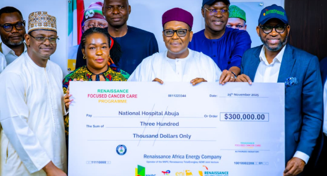 NNPC/Renaissance JV Donates $300,000 To Boost Cancer Fight At National Hospital • Channels Television