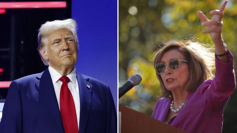 President Trump reacts to the retirement announcement of Nancy Pelosi (Image via Getty)